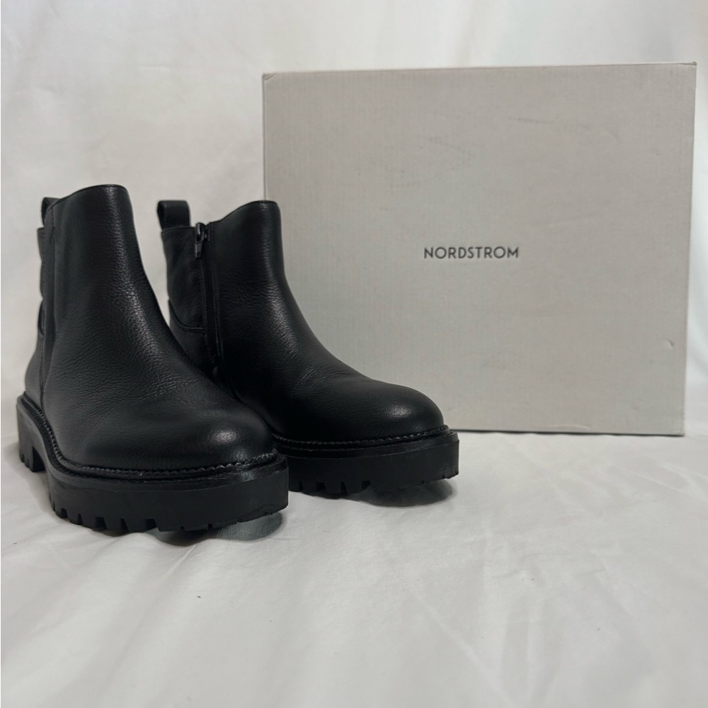 Nordstrom Brand Miller Water Resistant Lug Chelsea Boots - Black